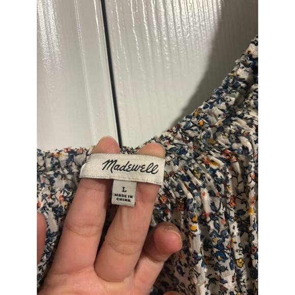 Madewell smock-waist peasant dress in blossoming vines sz large. Missing lining - Picture 9 of 14